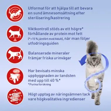 Purina ONE Sterilcat, Sisältää runsaasti Nautaa ja Vehnää