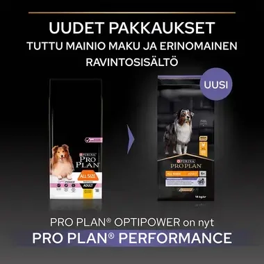 PRO PLAN® All Sizes Adult Performance Runsaasti Kanaa