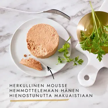 GOURMET® Gold Mousse sisältää Tonnikalaa, Maksaa, Kalkkunaa & Nautaa