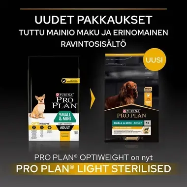 PRO PLAN® All Sizes Adult Light/Sterilised Runsaasti Kanaa