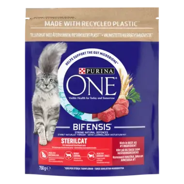 Purina ONE Sterilcat, Sisältää runsaasti Nautaa ja Vehnää 750g