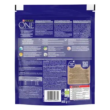 Purina ONE Adult, Runsaasti Kanaa ja Täysjyväviljaa 800g back pack